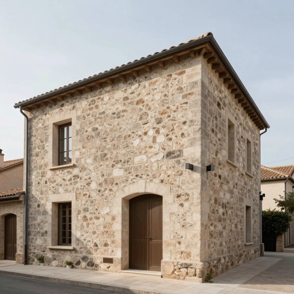 A stone village house with timber joinery