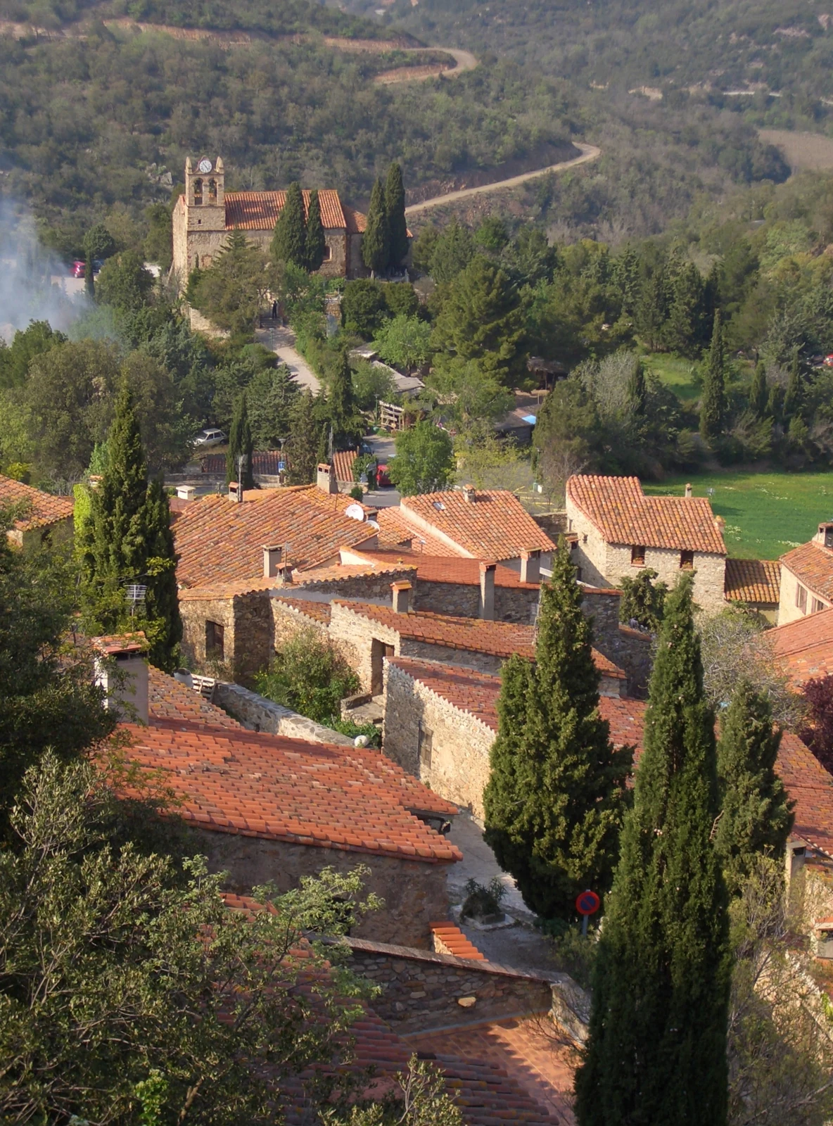 Roofs and lanes in the village of Castelnou