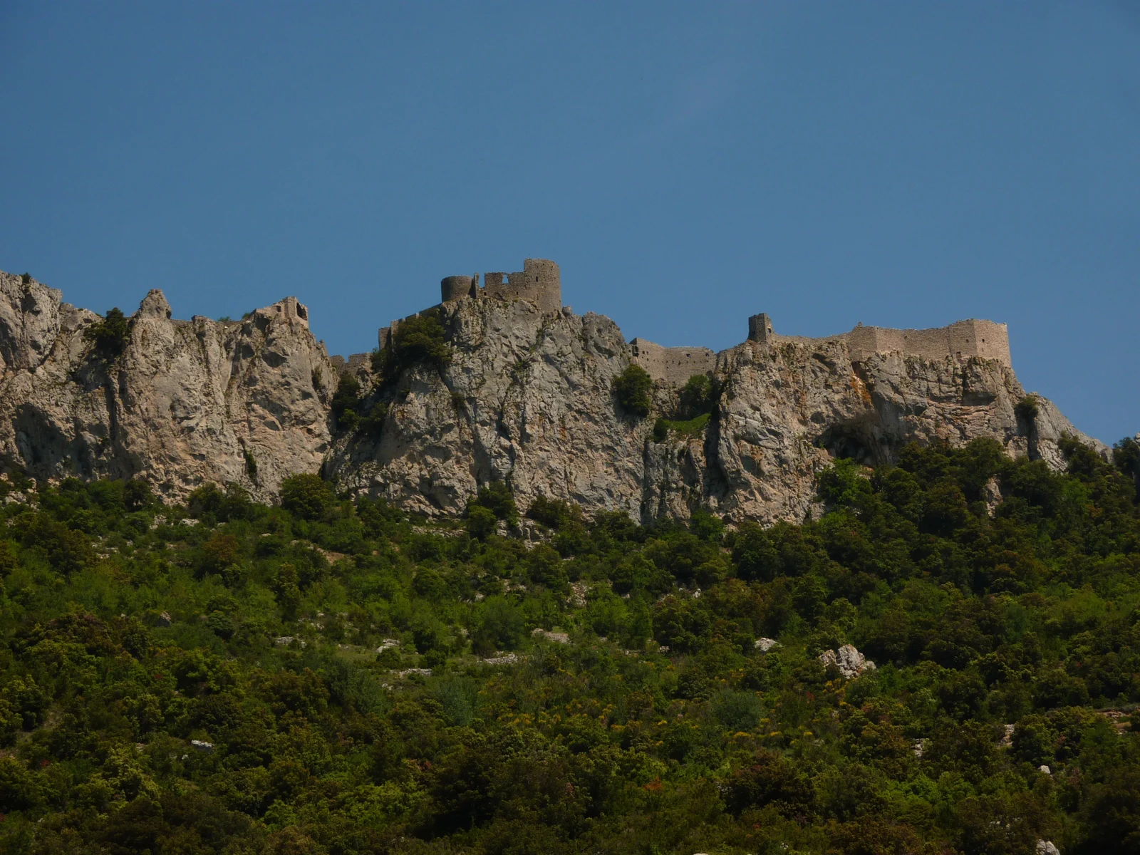 Peyrepertuse castle on its rocky ridge in the Corbières